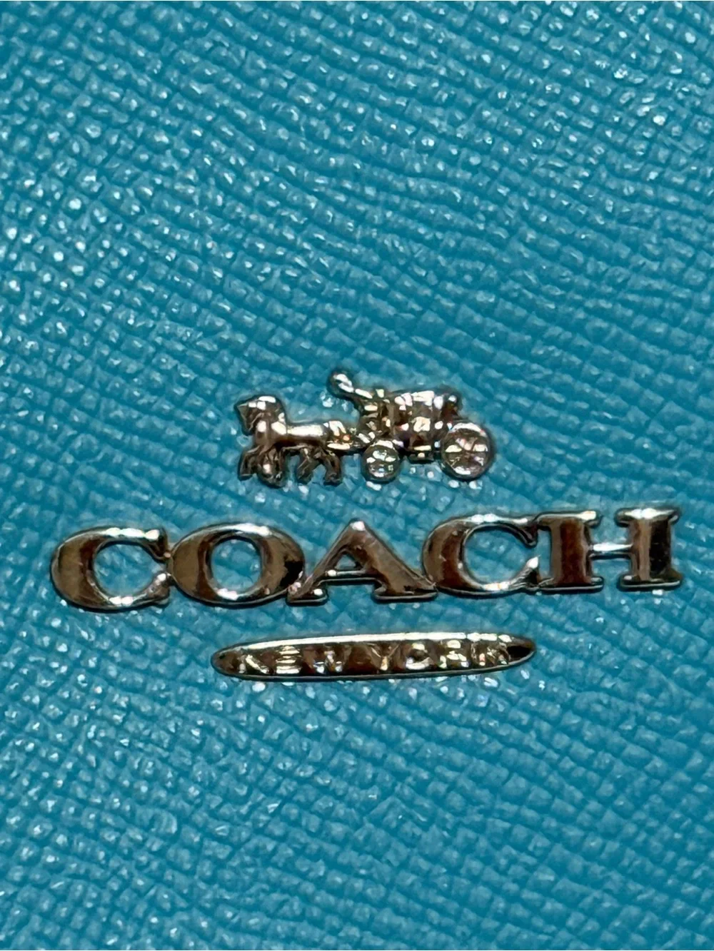 Coach Turquoise Leather Tote with Silver Hardware